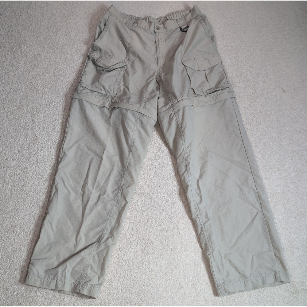 Columbia PFG Convertible Cargo Pants Mens M 32L Beige Stretch Waist Hiking